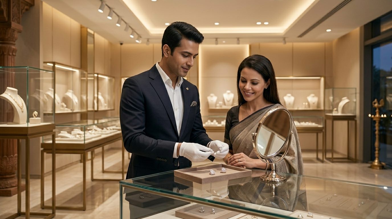 Goldsmith and jewellery craftsman working with precision tools